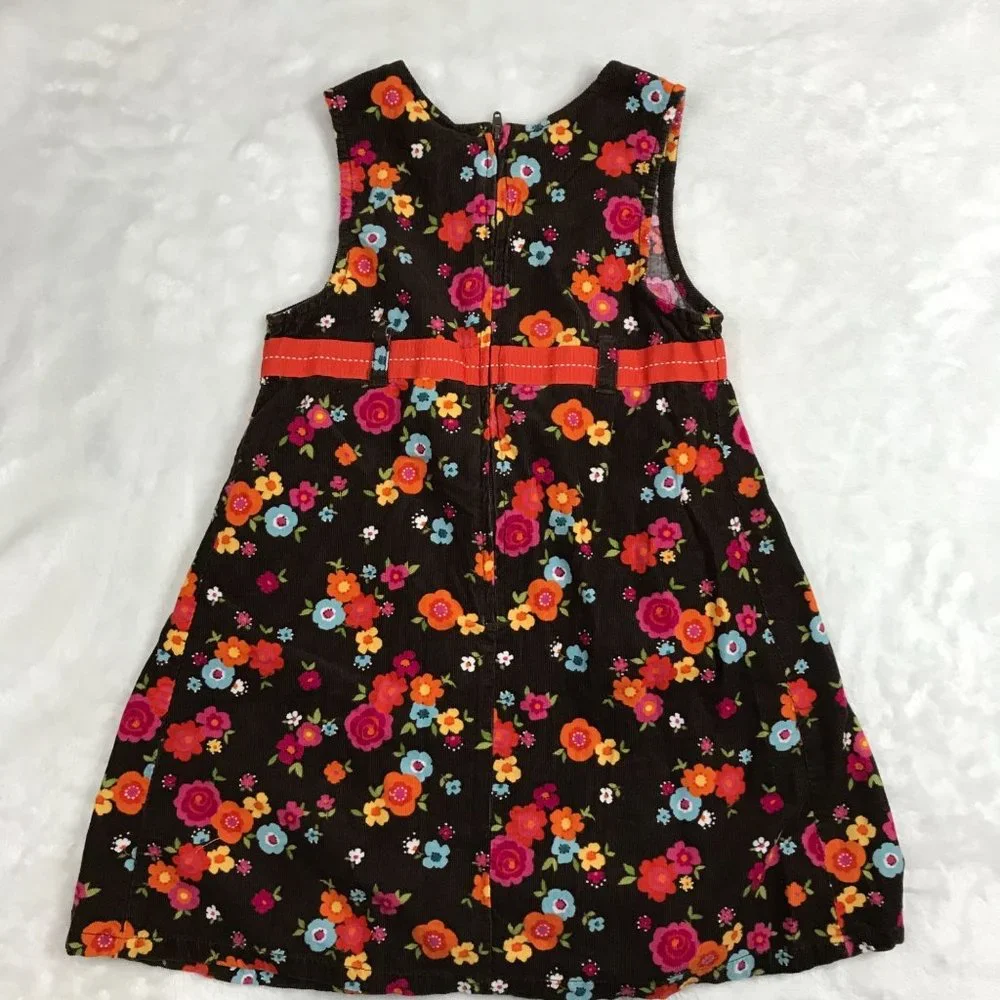 Gymboree 100% Cotton Corduroy Floral A-Line Dress Lightweight‎ Girl's Size 6